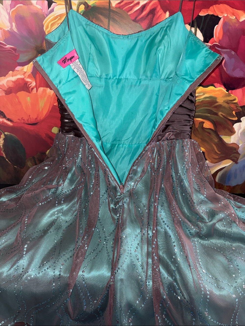 NWOT Girls' Shimmer Aqua and Mauve Party Dress